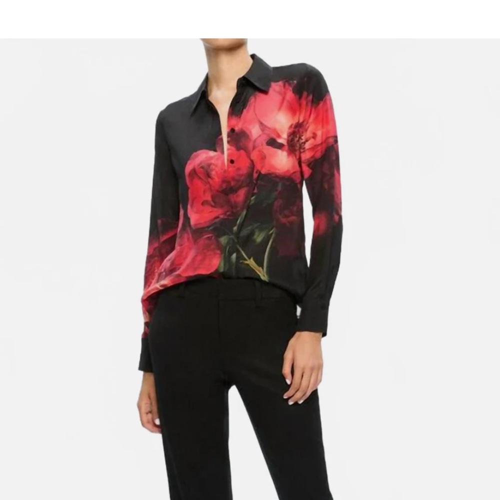Alice and Olivia silk blouse Brady Peony